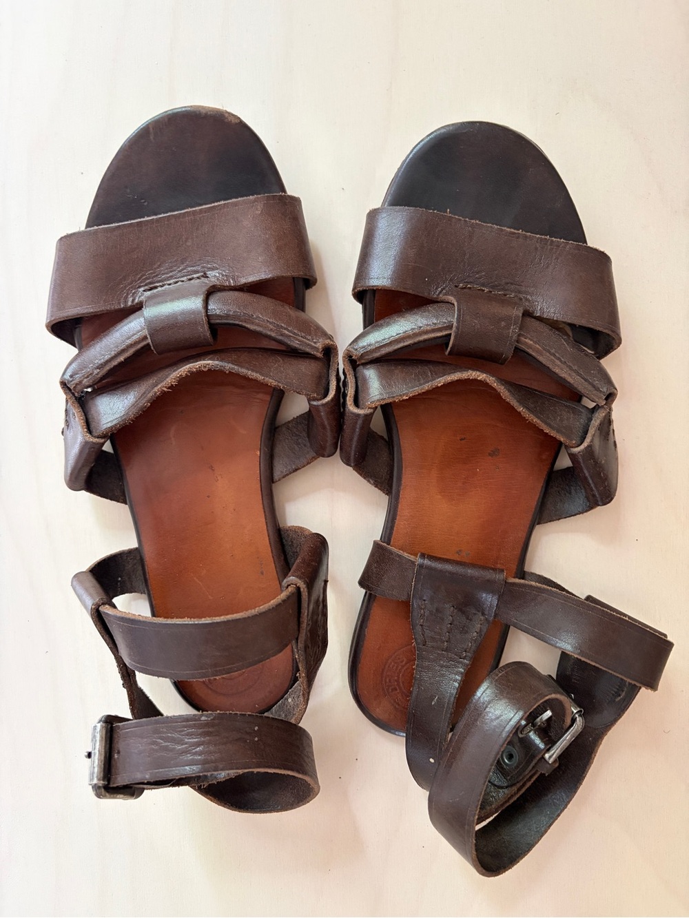 Dries Van Noten Dark Brown Leather Strappy Sandals